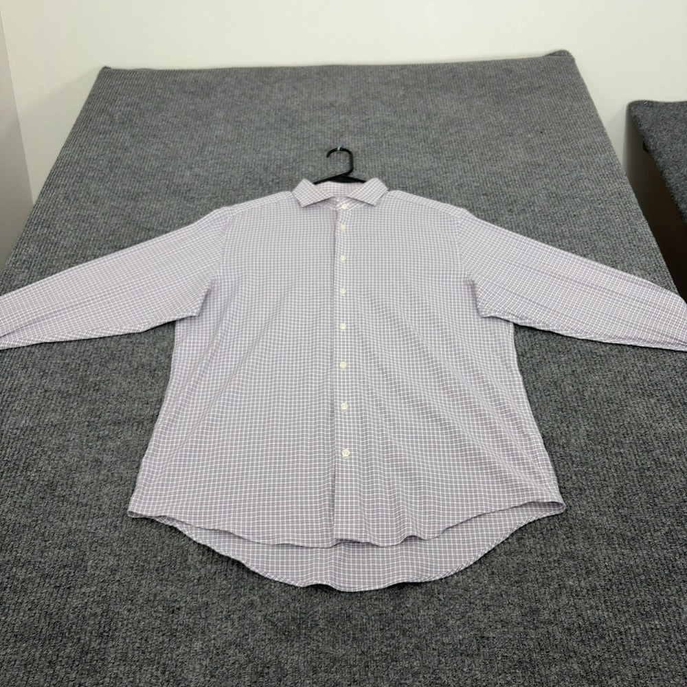 Charles Tyrwhitt Dress Shirt Mens 16.5 Purple Cotton Blend Non-Iron Classic Fit